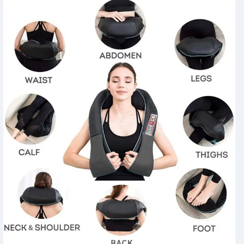 Heated shiatsu neck and shoulder massager shawl