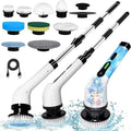 Cordless electric spin scrubber with four interchangeable cleaning brush heads