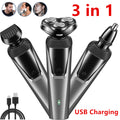 Electric shaver for men – waterproof rotary beard trimmer, front view