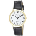Ravel men's leather strap quartz watch in black and gold, model R0102.01.1A