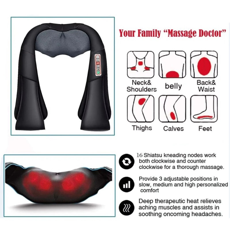 Heated shiatsu massager rotating nodes detail