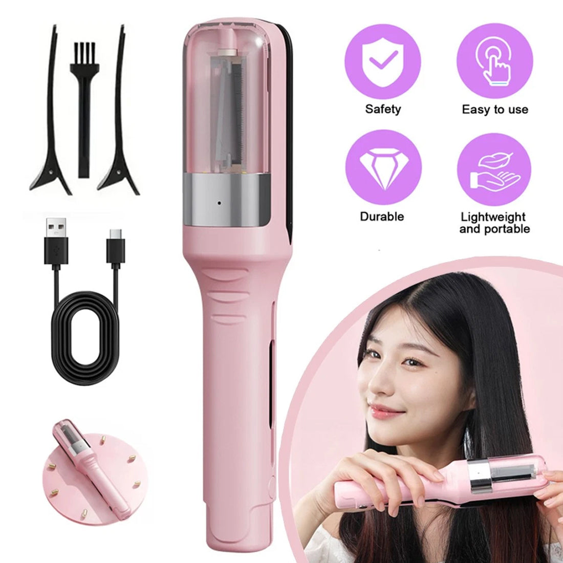Split-end remover being used on hair section